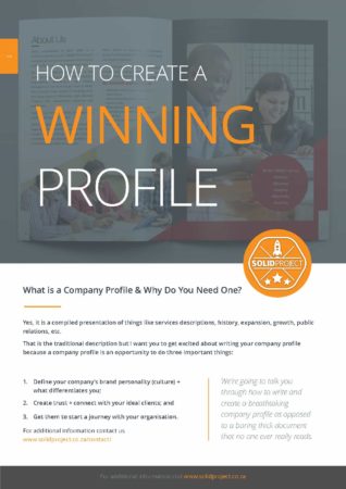 FREE PDF GUIDE How to Create a Winning Profile v2.2 Page 01 318x450 - Why you need a company profile