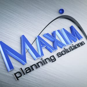 Maxim Planning Solutions - Perspective 3D Logo - Dark - Brush Metal Background - Camera 1